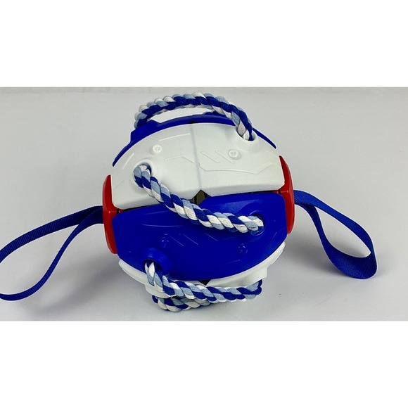 Interactive Tug and Toss Dog Toy Ball Tug of War Blue White Red Entertainment - Picture 1 of 2